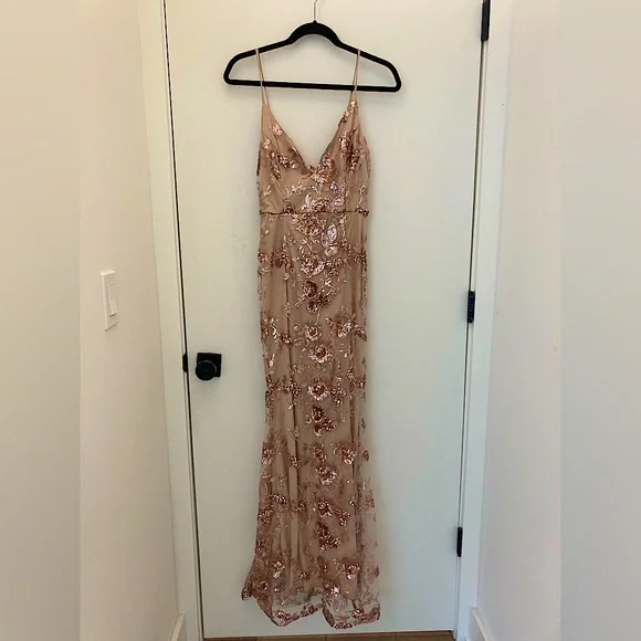 Lulus rose gold sequin mermaid maxi dress